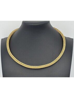 Artisan-Made Triple Viking Knit Collar Necklace 14K Gold-Filled Double "S" Clasp